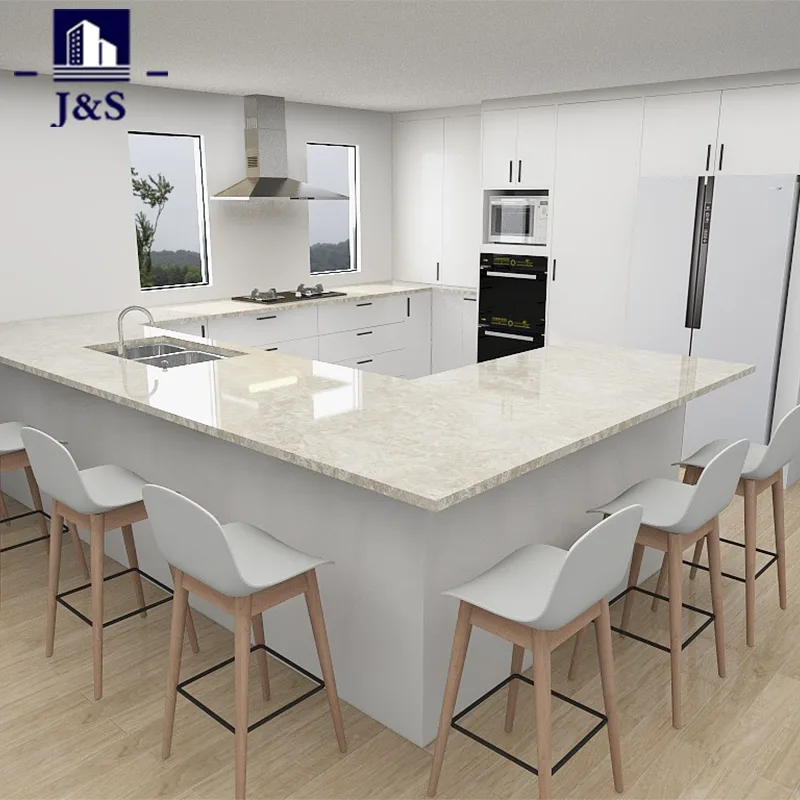 Malaking Island White Modern Kitchen